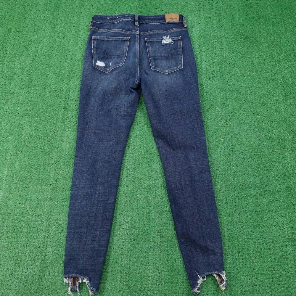 American‎ Eagle Jeans Womens 8 Blue Super Hi-Rise Jegging Distressed